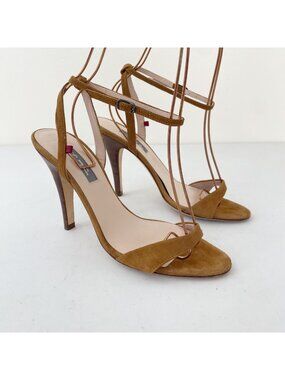 SJP Sandals w Heels Shoes Suede Tan Brown